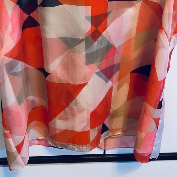 Vince Camuto Pink & Red Geometric Layered Blouse - Picture 9 of 16